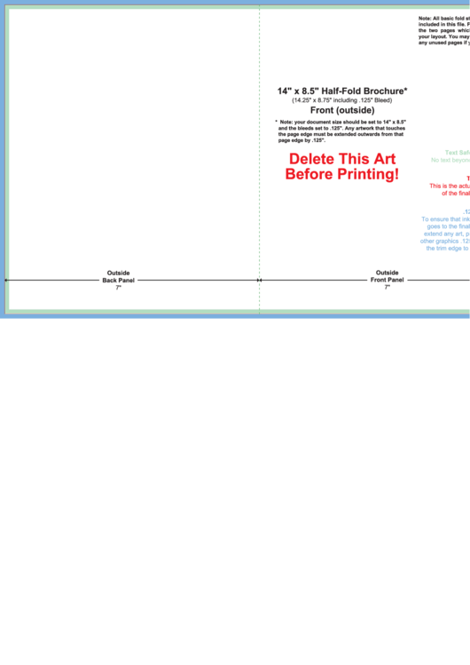 14 X 8.5 Half-Fold Brochure Template Printable pdf