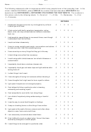 Obsessive Compulsive Inventory Questionnaire Template Printable pdf