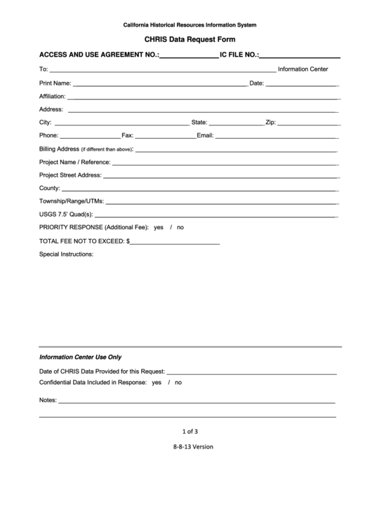 Chris Data Request Form