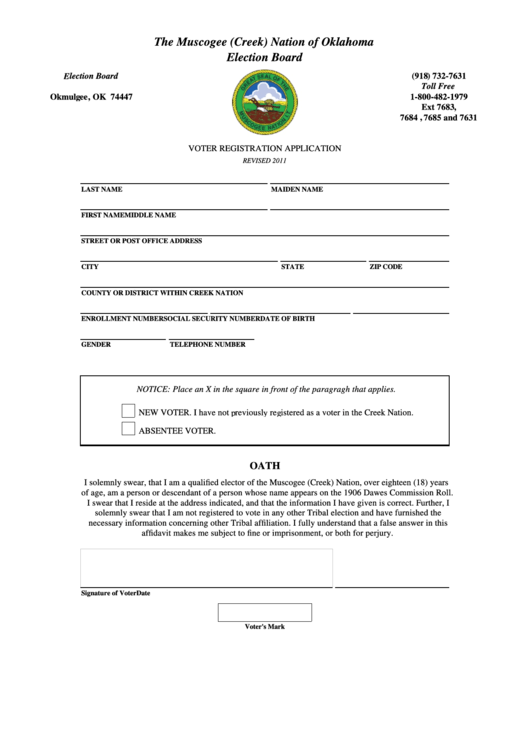 Oklahoma Election Board - Voter Registration Application