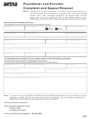 Form Gr-69140 - Aetna Practitioner And Provider Complaint And Appeal Request