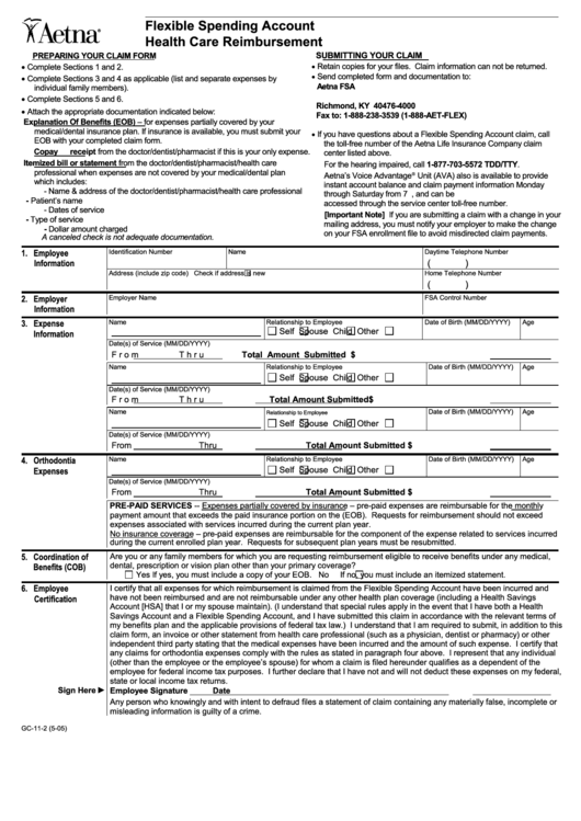 Form Gc-11-2 - Fsa Health Care Reimbursement Printable pdf