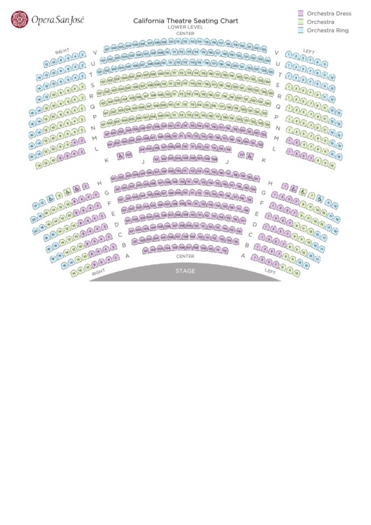 California Theatre Seating Chart Printable pdf