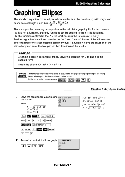 Graphing Ellipses (Math Worksheet) Printable pdf