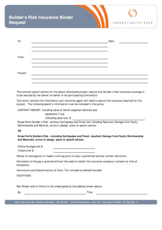 insurance binder form