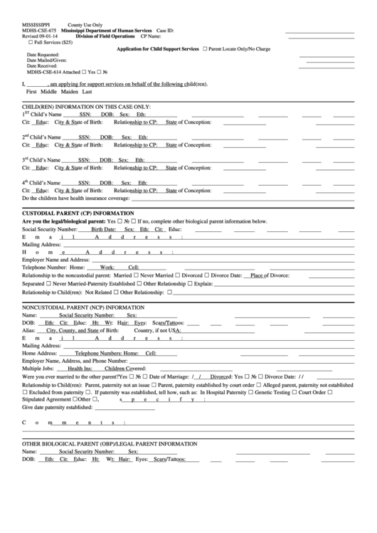 Application For Child Support Services Printable pdf