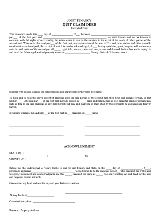 Quit Claim Deed Form Printable pdf