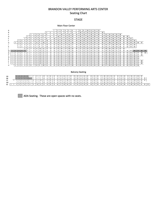 Seating Chart - Brandon Valley Performing Arts Center Printable pdf