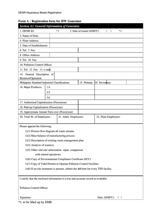 Registration Form For Hw Generator Printable pdf