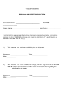 Disposal And Certification Form