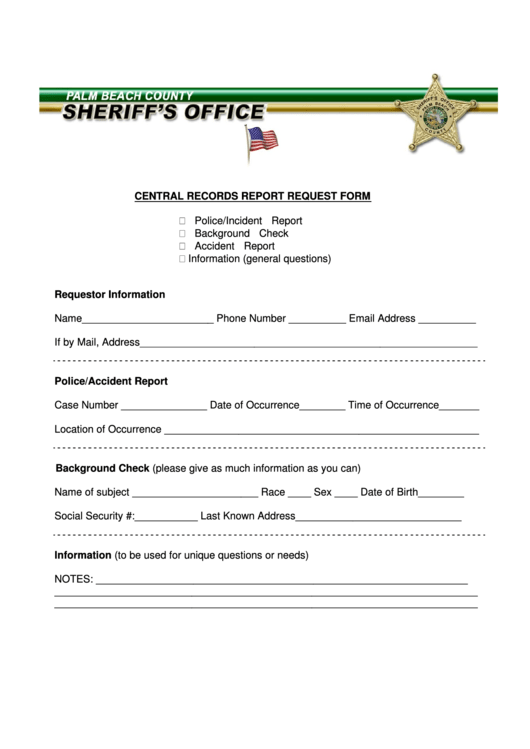Records Report Request Form Printable pdf