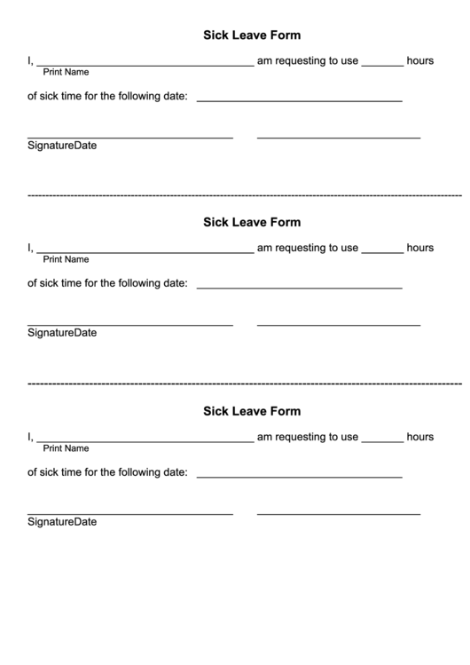 Sick Leave Form Printable pdf