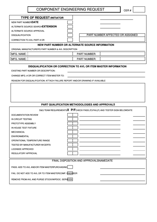 Component Engineering Request Printable pdf