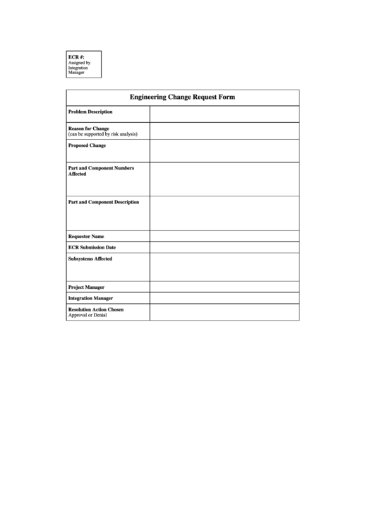 Engineering Change Request Form Printable pdf