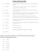 Forms Of Energy Quiz Printable pdf