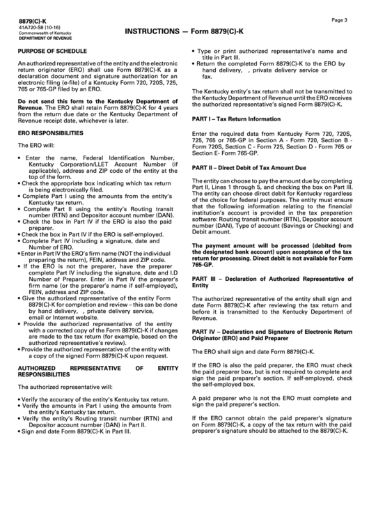Instructions - Form 8879(C)-K Printable pdf
