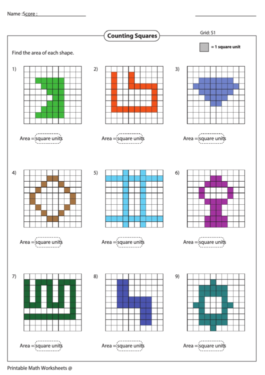 Counting Squares Printable pdf