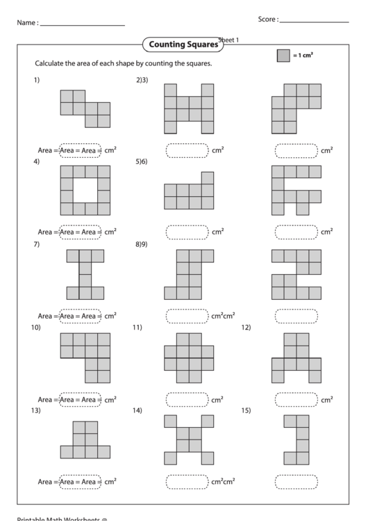 Counting Squares Printable pdf