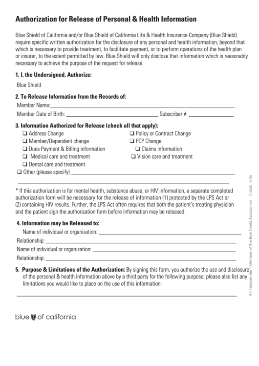 Authorization To Release Medical Information Form California