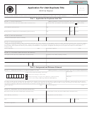 Form Tc-123 - Application For Utah Duplicate Title