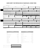 Work Sheet For Preparation Of Marriage License