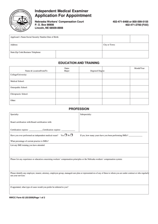 Fillable Application For Appointment Printable pdf