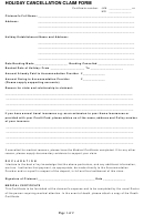 Holiday Cancellation Claim Form Printable pdf