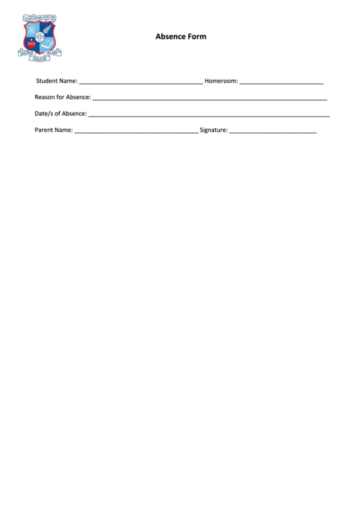 Student Absence Form Printable pdf
