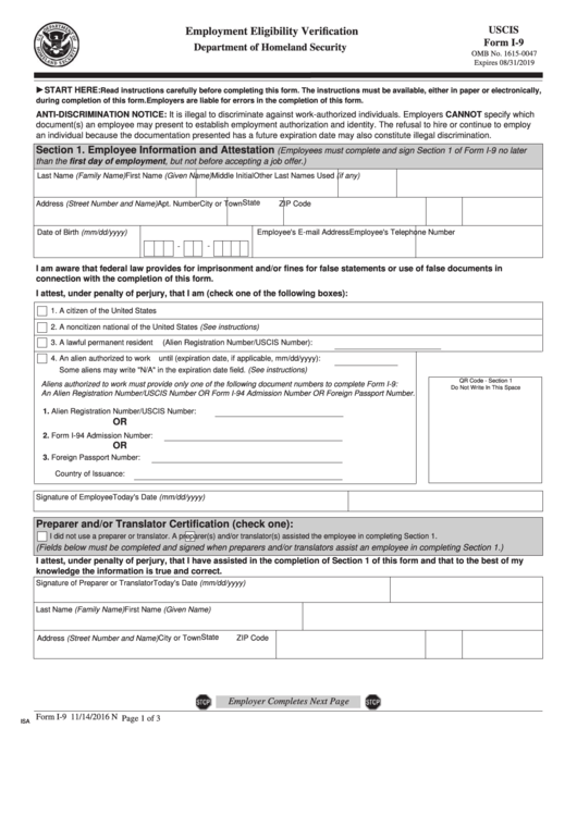 Uscis Form 1 9 2025 Hiram Cochran