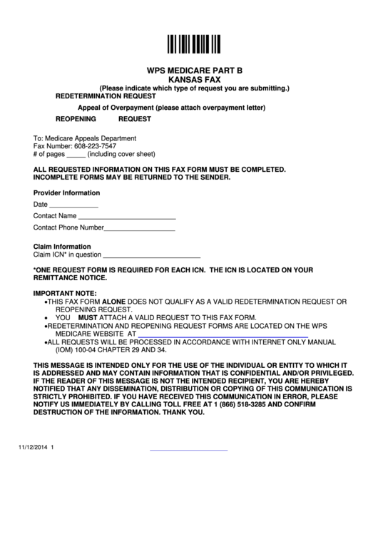 Wps Medicare Part B Kansas Fax Form