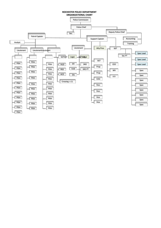 Police Organizational Chart - Rochester Police Department Printable pdf
