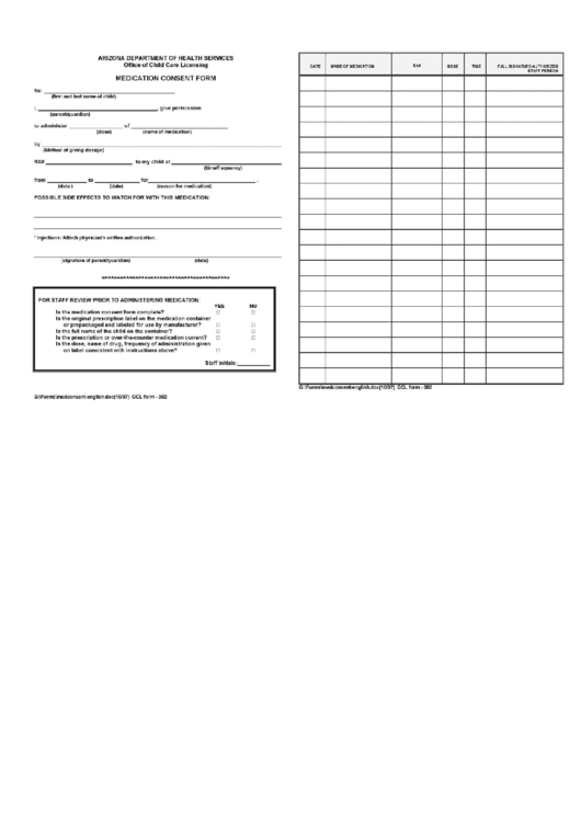 Ccl Form-302 - Medication Consent Form Printable pdf