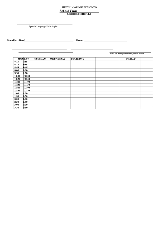 School Doctor Master Schedule Template Printable pdf