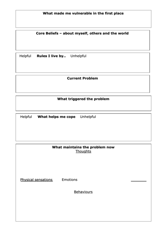 Core Beliefs & Triggers Printable pdf