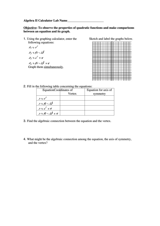 Algebra - Calculator Lab Printable pdf