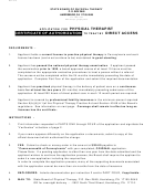 Application For Physical Therapist Certificate Of Authorization To Treat By Direct Access