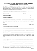 Statement Of Lost, Missing Or Unobtainable Lodging Receipt Form (civilian Employee)