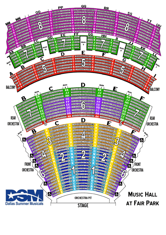 Music Hall Seating Chart Dallas Printable pdf