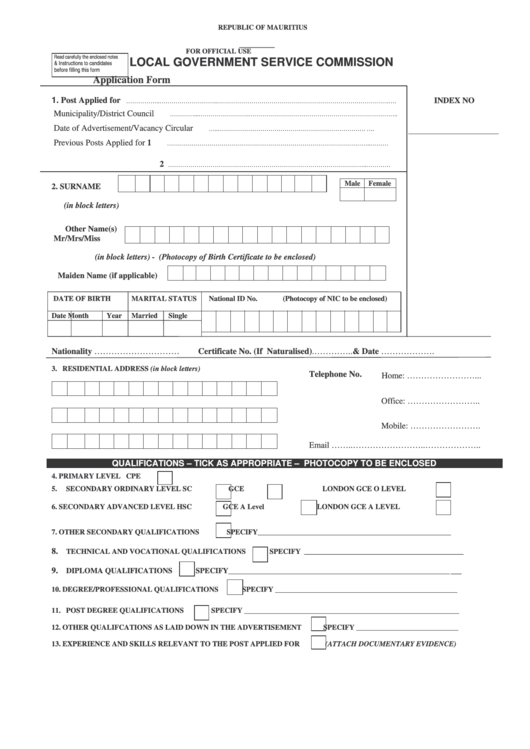 L.g.s.c. Form 7 - Local Government Service Commission Printable pdf
