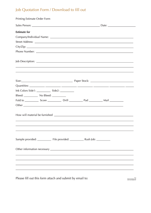 Fillable Job Quotation Form Printable pdf
