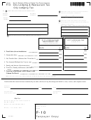Fillable Form F10 - City Lodging & Restaurant Tax - 2009 Printable pdf