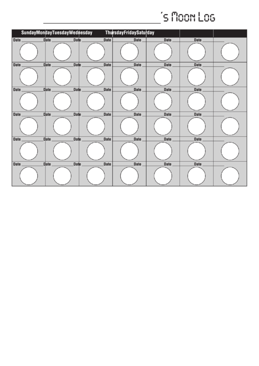 Moon Log Template Printable pdf