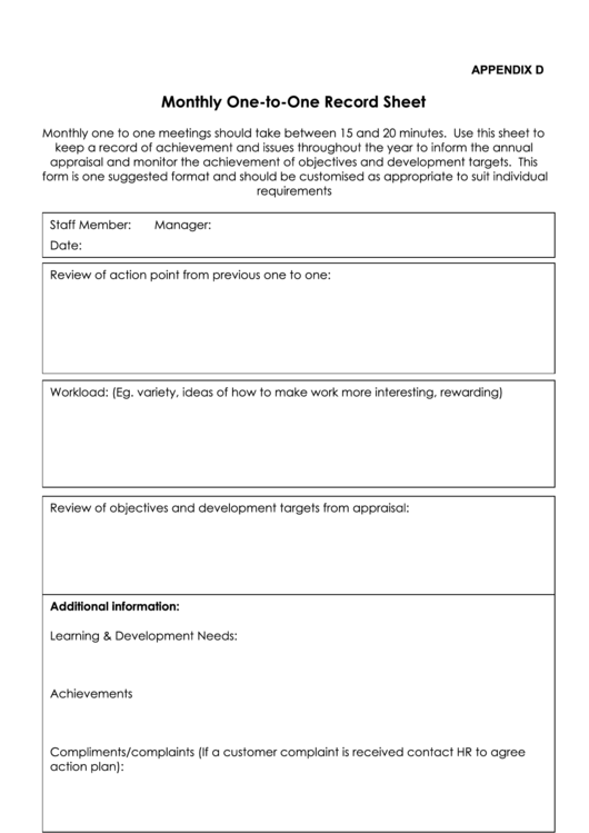 One On One Meetings Template