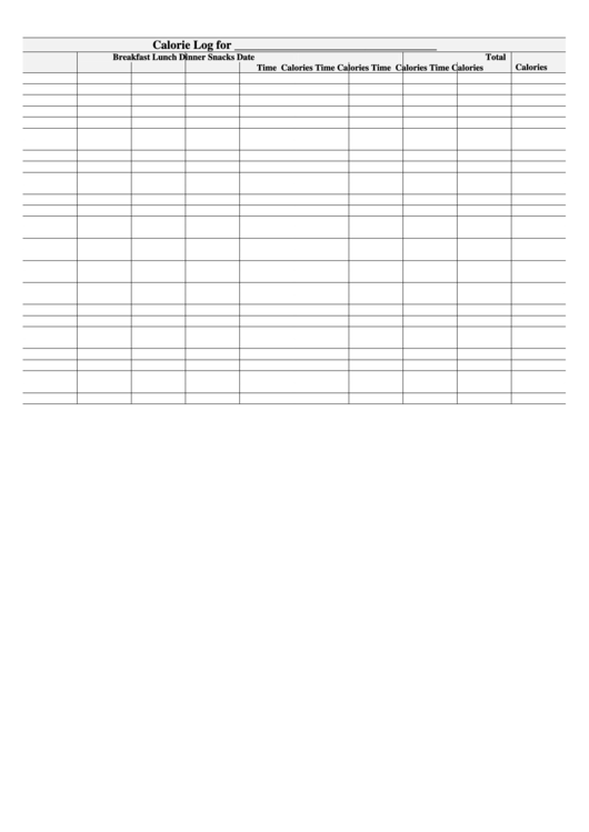 Fillable Calorie Log Sheet Printable pdf