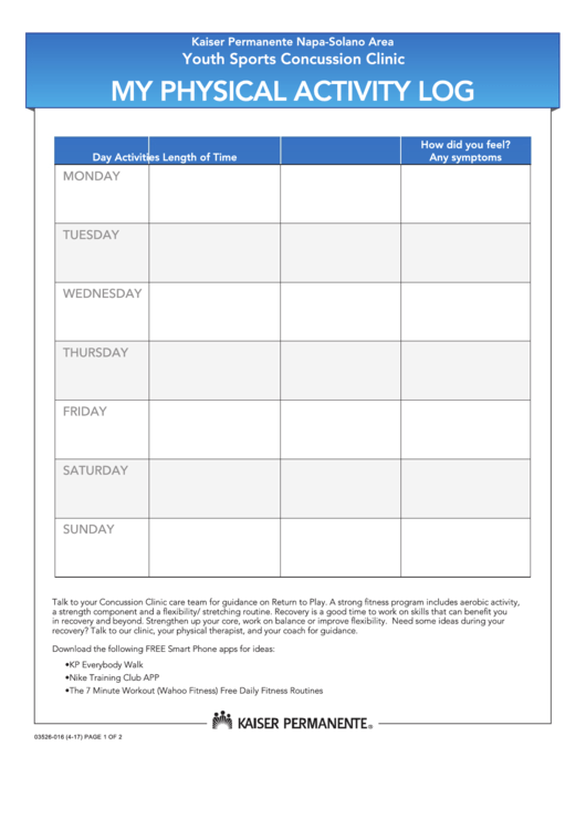 Top 19 Physical Activity Log Free To Download In PDF Format