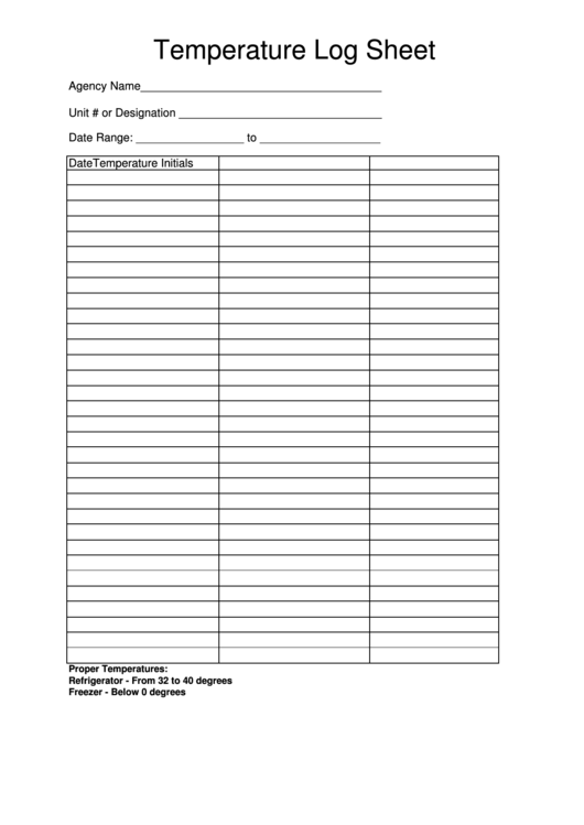 69 Temperature Log Sheets Free To Download In PDF