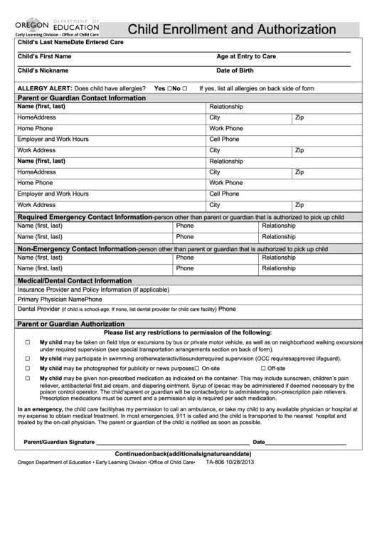 Top 22 Child Care Authorization Form Templates Free To Download In PDF Format