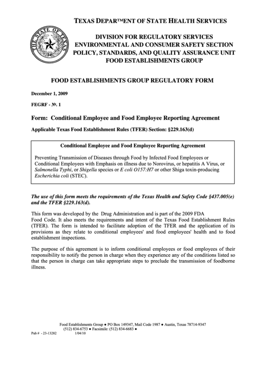 Food Establishments Group Regulatory Form Printable pdf