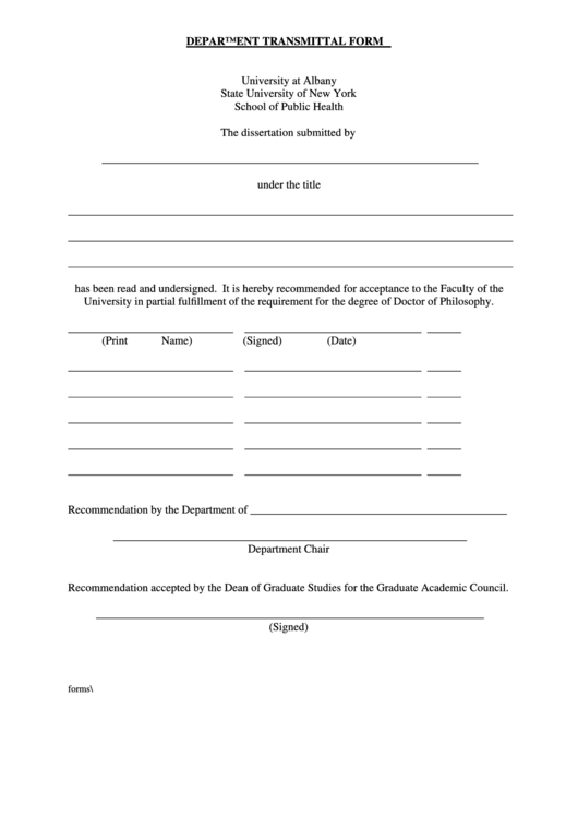 Department Transmittal Form Printable pdf