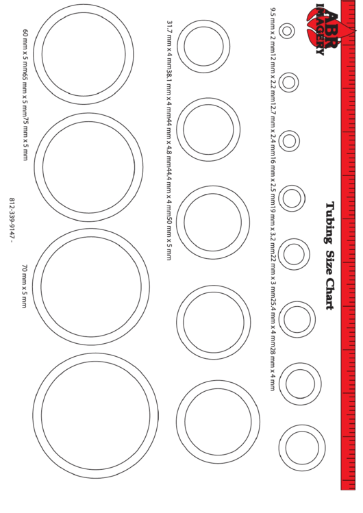 Tubing Size Chart Printable pdf